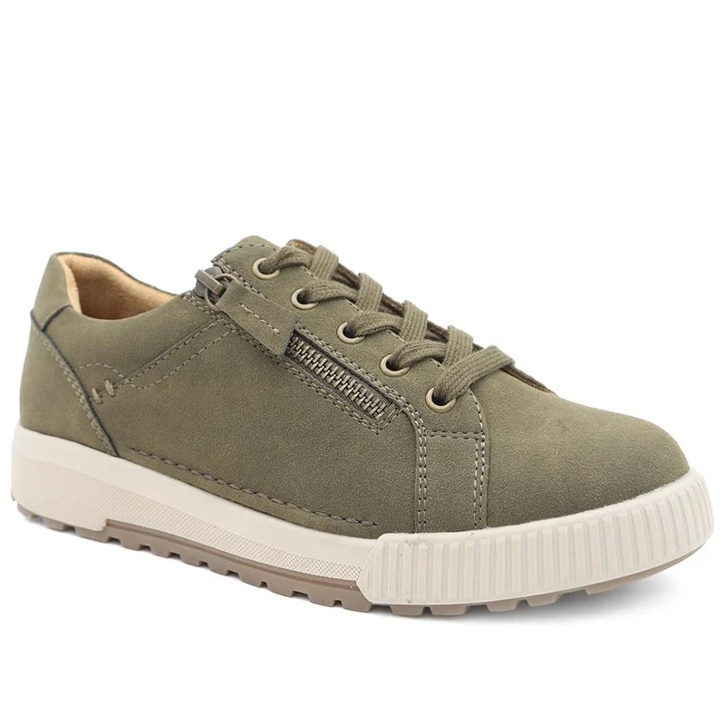 Wide Fit Zip & Lace Trainers - WBINS41019 / 326 929 - Olive