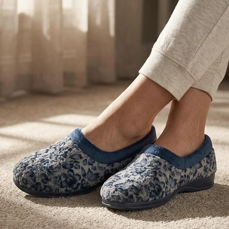 Warm Lined Faux Fur Slippers - ANAT44001 / 330 346 - Navy
