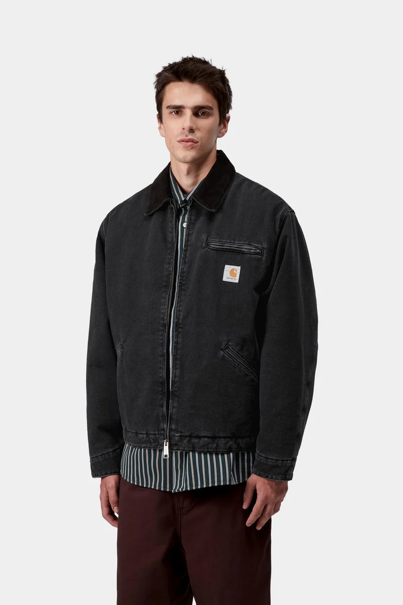 Carhartt WIP Herren OG Detroit Maitland Jeansjacke | Schwarz / Schwarz