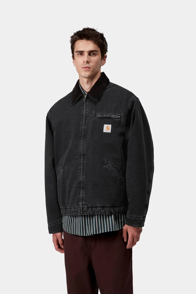 Carhartt WIP Herren OG Detroit Maitland Jeansjacke | Schwarz / Schwarz