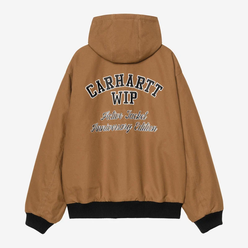 Carhartt WIP Herren OG Active Lederjacke in Jubiläumsausgabe zum 50-jährigen Bestehen | Schwarz / Hamilton Braun