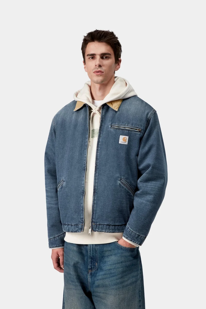 Carhartt WIP Herren OG Detroit Maitland Jeansjacke | Blau / Dusty Hamilton Braun