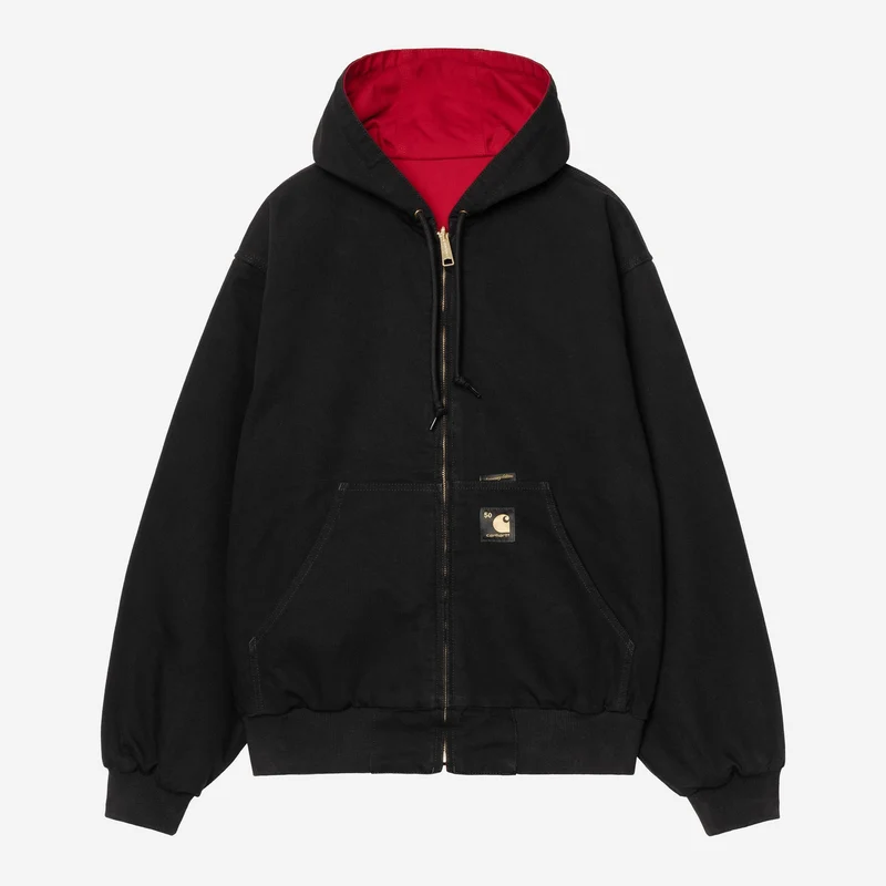 Carhartt WIP Herren OG Active Canvas-Jacke in der 50th Anniversary Edition | Schwarz / USA-Rot
