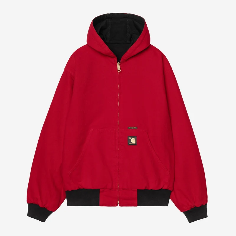 Carhartt WIP Herren OG Active Canvas-Jacke in der 50th Anniversary Edition | Schwarz / USA-Rot