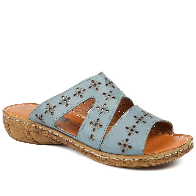 Cushioned Leather Mule Sandals - HAK43002 / 329 317