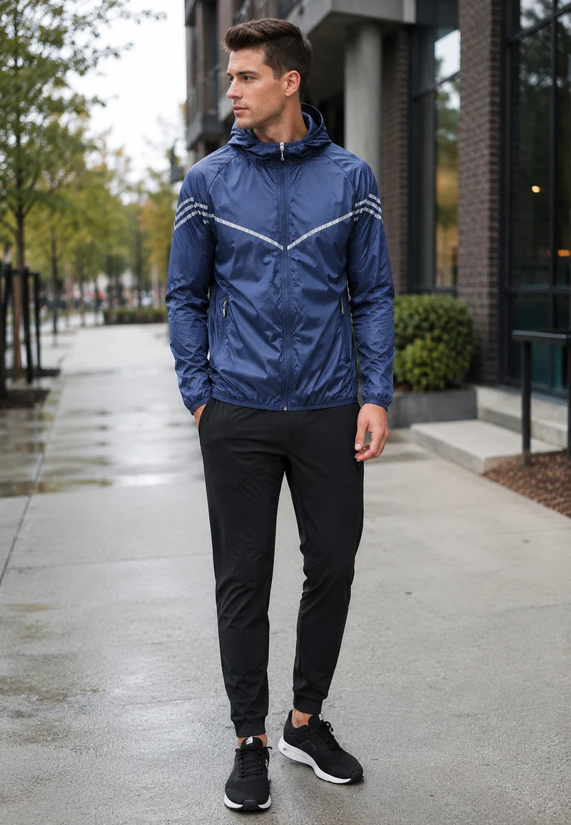 Wasserdichte Herrenjacke mit Kapuze, Taschen und Reißverschluss – Thiago