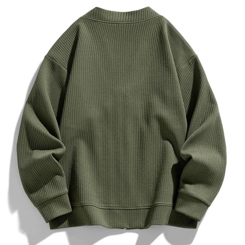 Herren-Strickjacke mit Strukturmuster, Reißverschluss und Taschen – Ciro