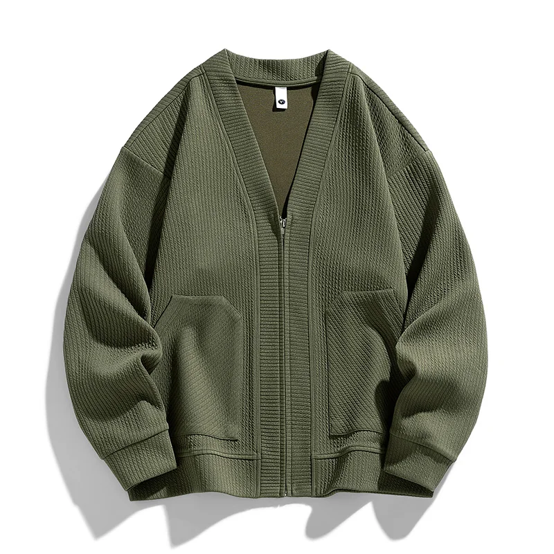 Herren-Strickjacke mit Strukturmuster, Reißverschluss und Taschen – Ciro