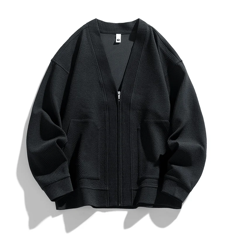 Herren-Strickjacke mit Strukturmuster, Reißverschluss und Taschen – Ciro