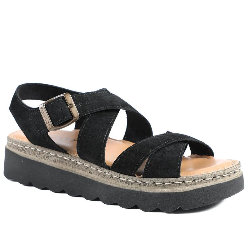 Fly Flot Platform Heel Buckled Sandals - FLY43007 / 328 656 - Black