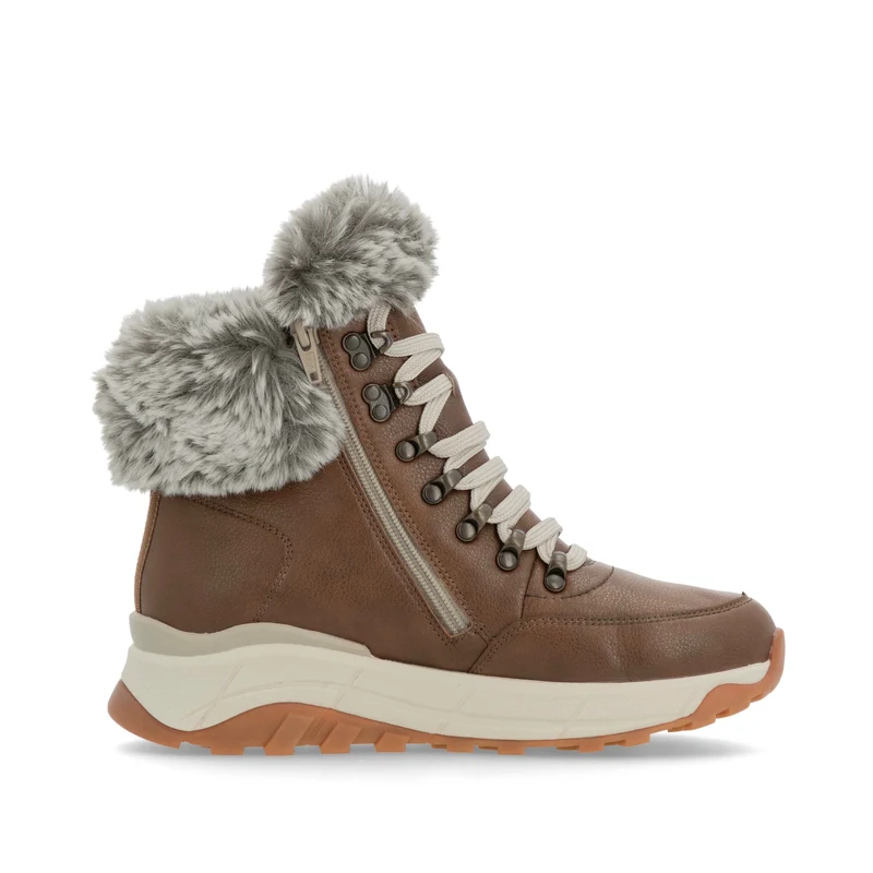 Rieker Damen Stiefeletten aus Leder mit Fleecefutter | Braun