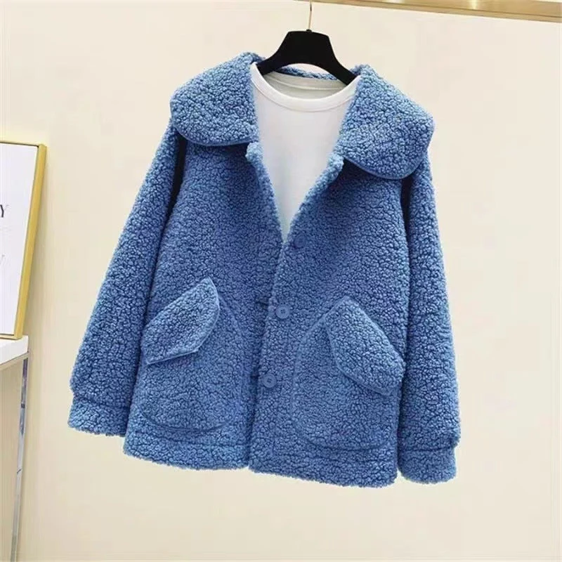 Damenmantel mit Fleece-Effekt im entspannten Winterstil - Mimiko