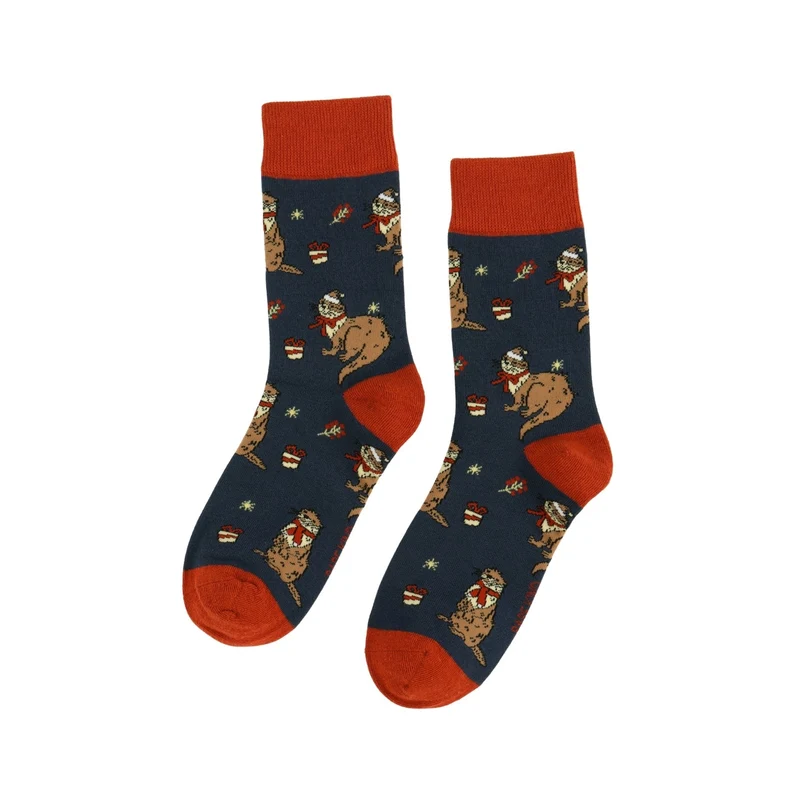 Bare Kind Weihnachtsknaller-Socken aus Bambus mit Otter- und Papageientauchermotiv | 2er-Pack