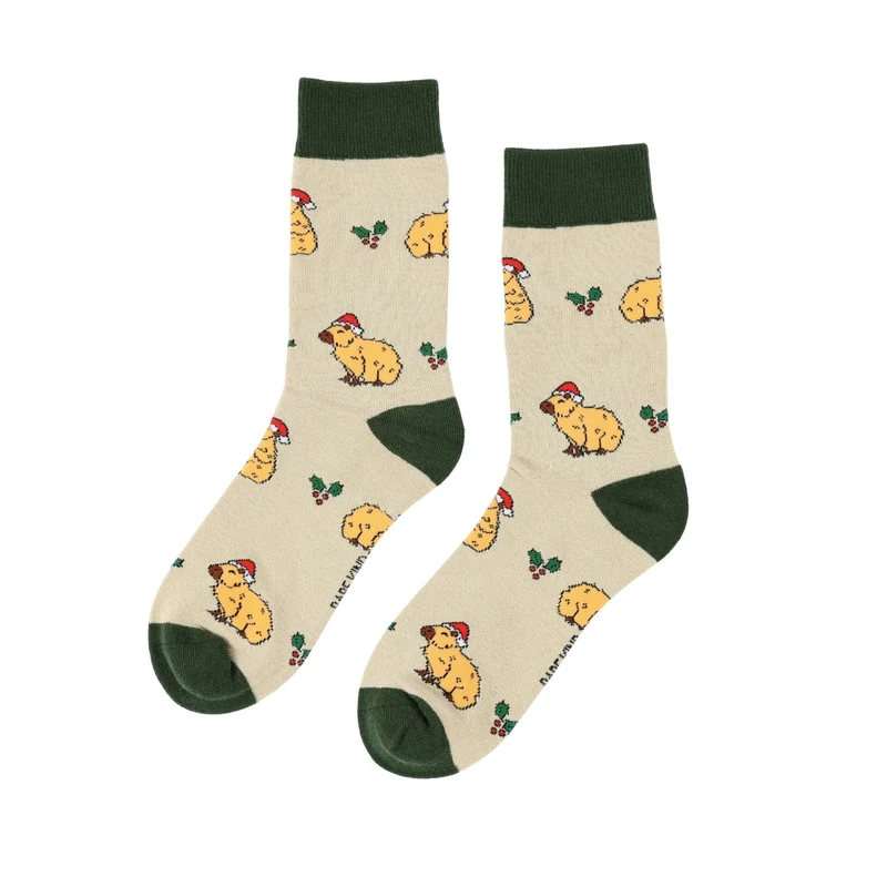 Bare Kind Weihnachtsknaller-Socken aus Bambus mit Wasserschwein- und Schildkrötenmotiv | 2er-Pack