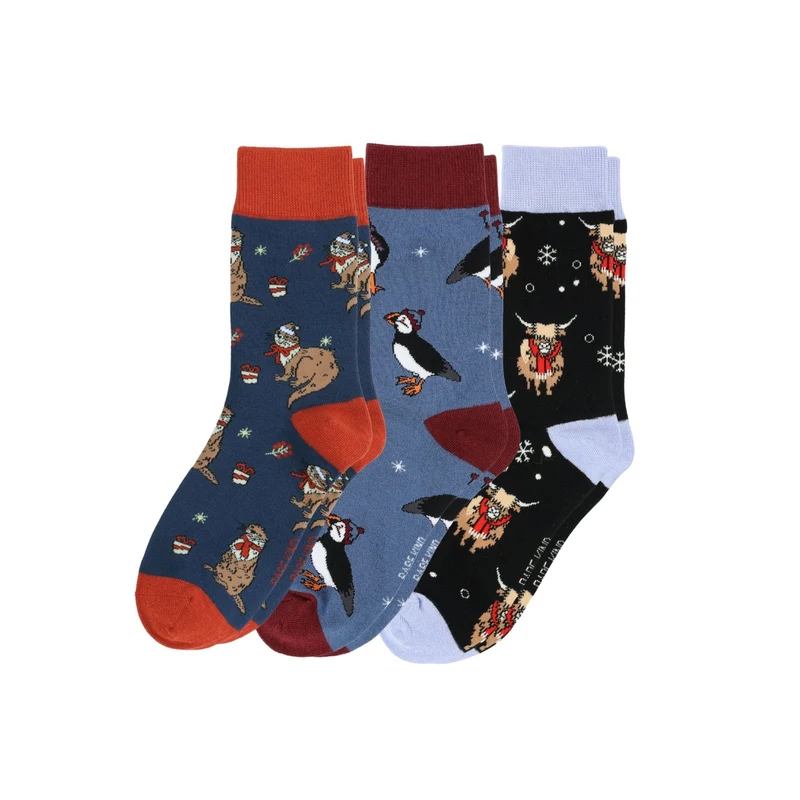 Bare Kind Weihnachtsstrümpfe aus blauem Bambus | 3er-Pack