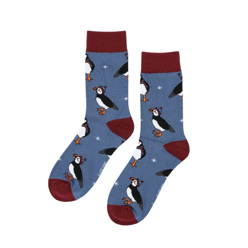 Bare Kind Weihnachtsknaller-Socken aus Bambus mit Otter- und Papageientauchermotiv | 2er-Pack