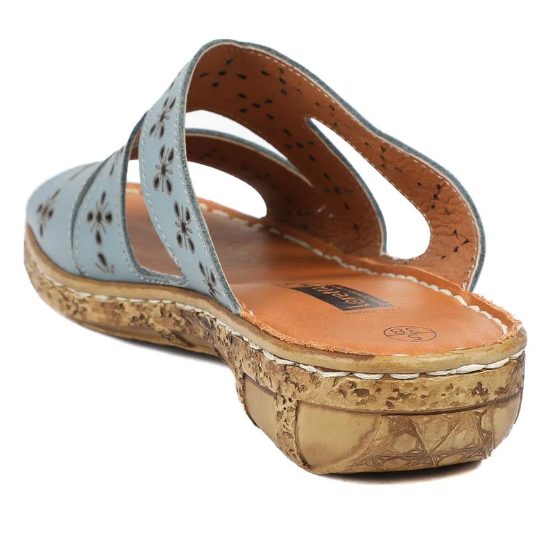 Cushioned Leather Mule Sandals - HAK43002 / 329 317 - Denim