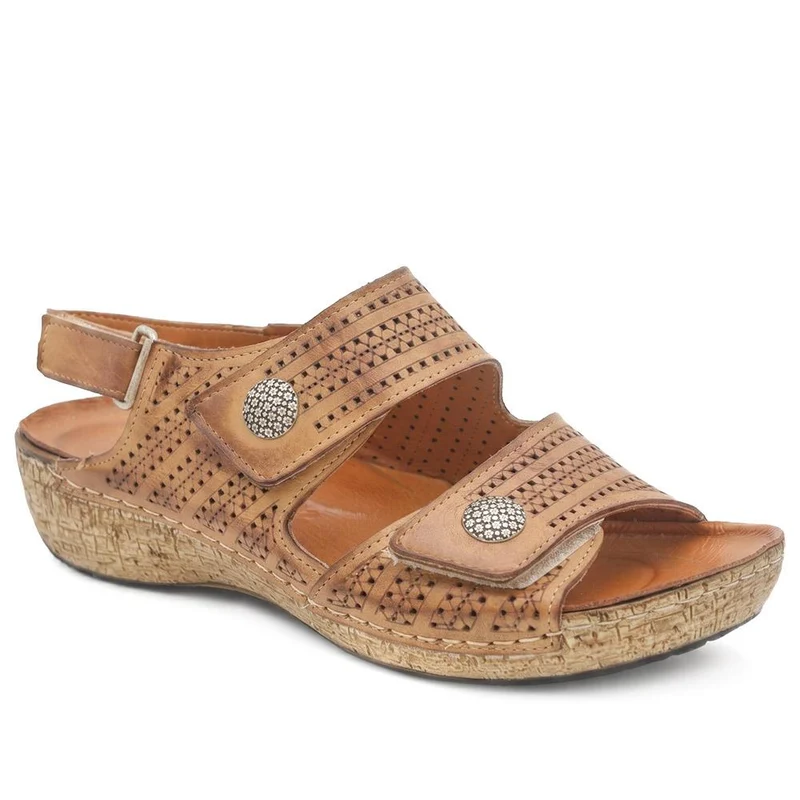 Leather Triple Adjustable Strap Sandals - KARY43005 / 329 410