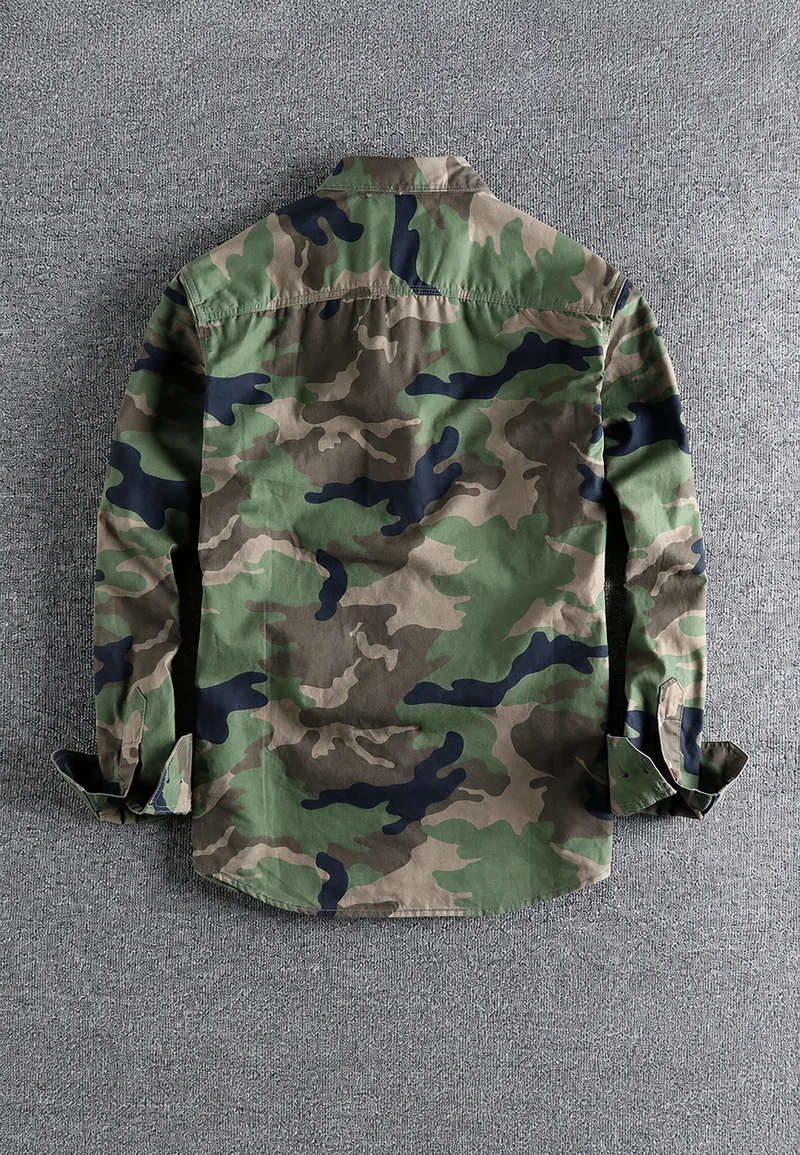 Herrenhemd im Camouflage-Look mit langen Ärmeln und Brusttasche – Orsen