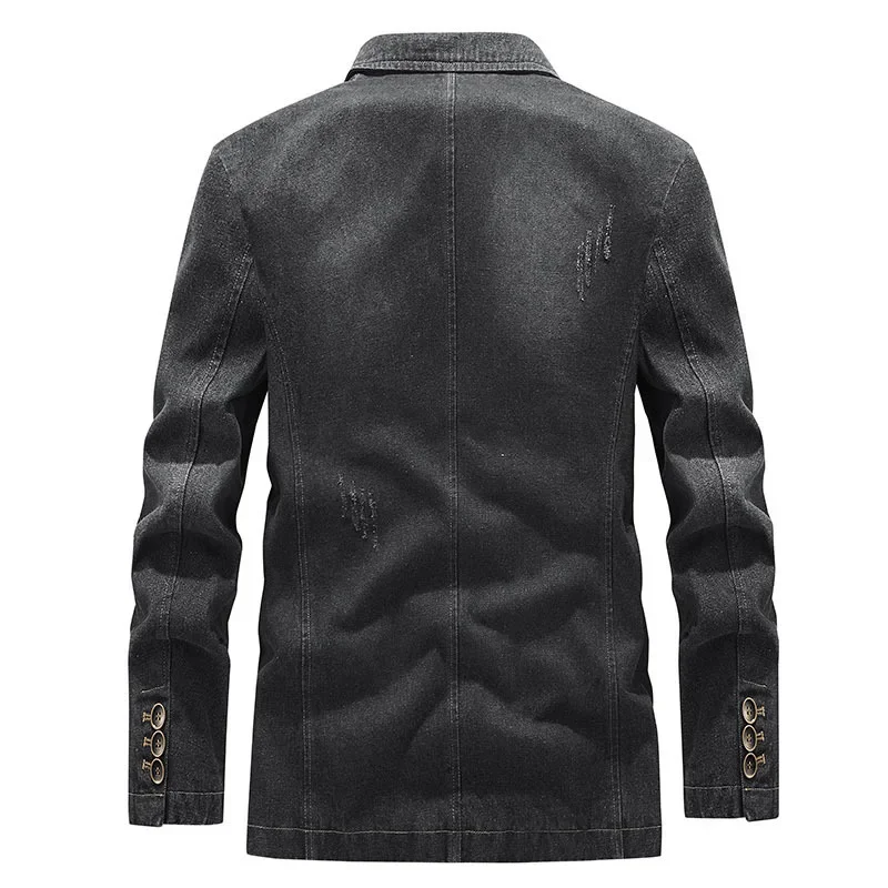 Herren-Jeansjacke im Washed-Look mit Used-Details und zwei Knöpfen – Ivar