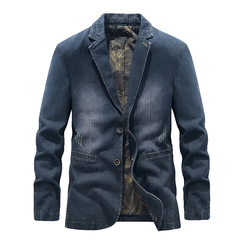 Herren-Jeansjacke im Washed-Look mit Used-Details und zwei Knöpfen – Ivar