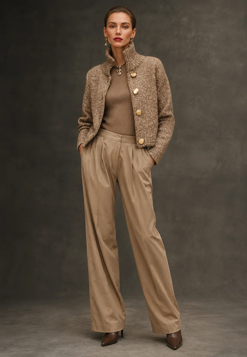 Elegante Strickjacke mit Stehkragen und Knöpfen – Kissa