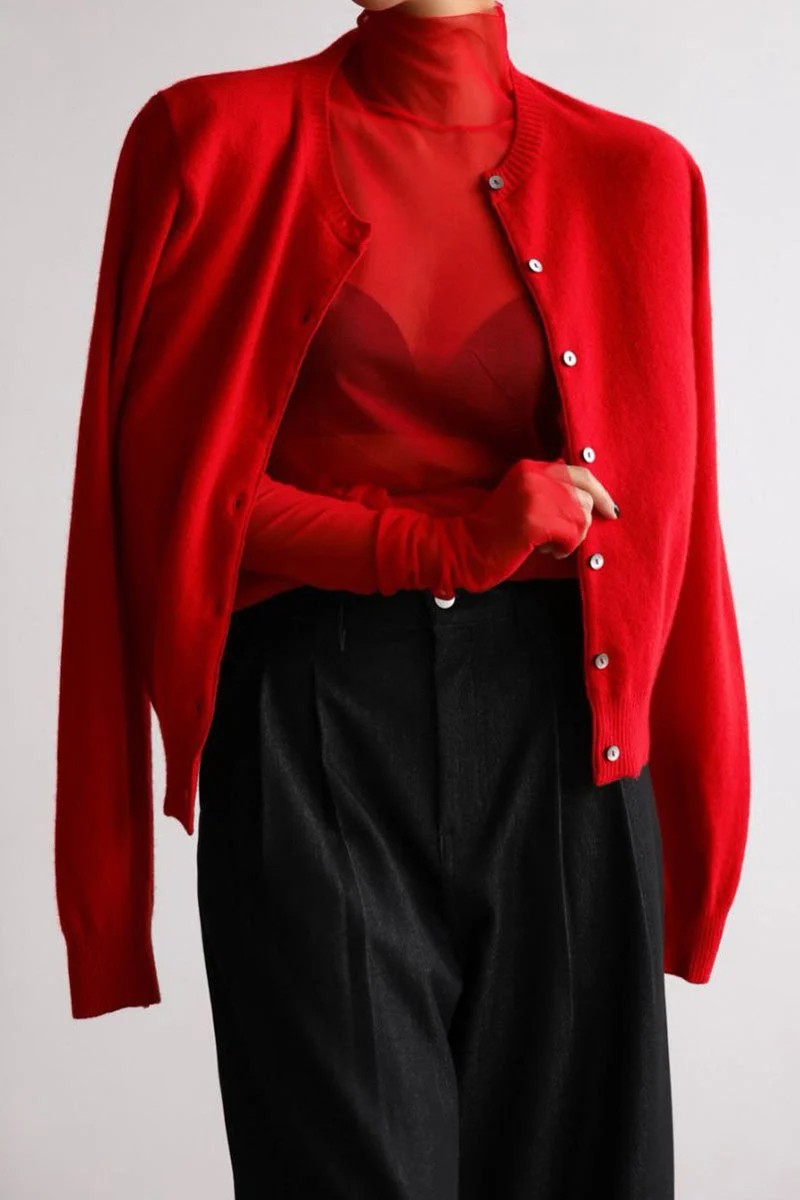 Damen-Set: ärmelloses Top mit hohem Kragen und kurzer Strickjacke – Celia