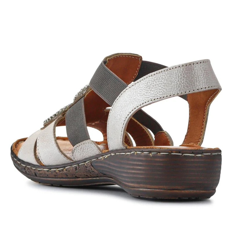 Leather Elasticated Sandals - LUCK41000 / 327 425 - Pewter