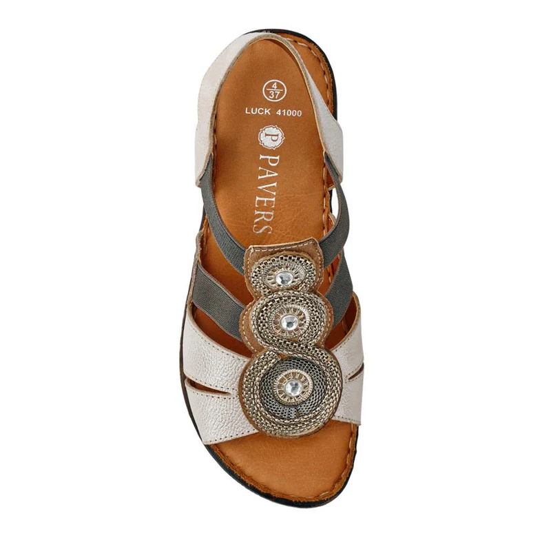 Leather Elasticated Sandals - LUCK41000 / 327 425 - Pewter