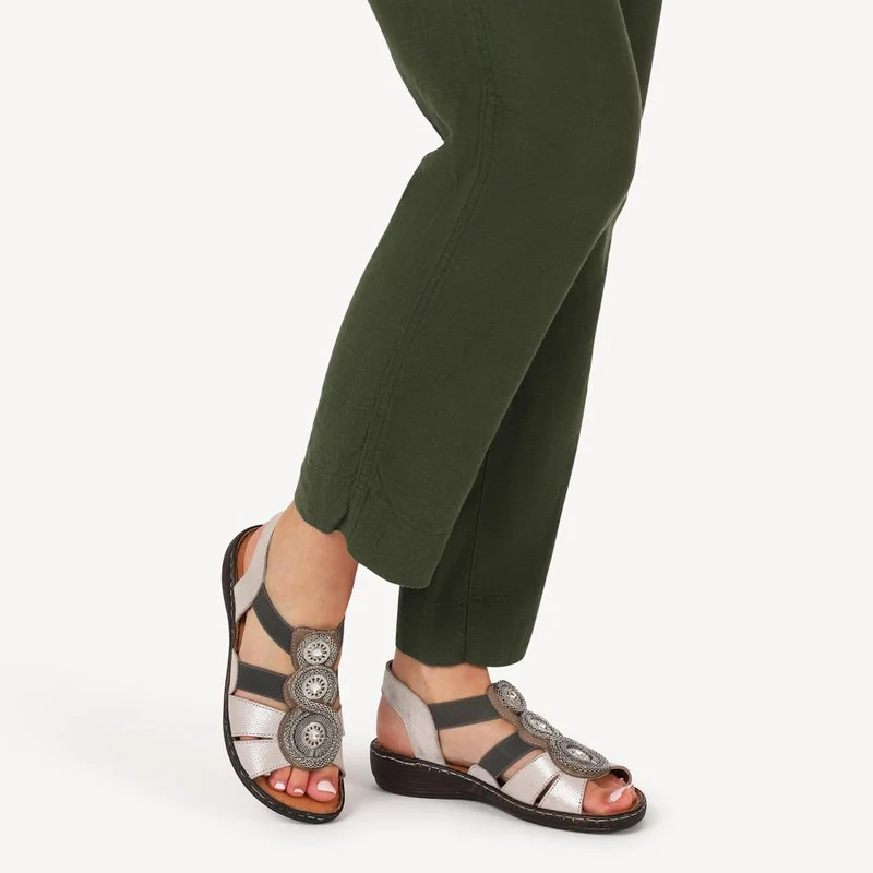 Leather Elasticated Sandals - LUCK41000 / 327 425 - Pewter