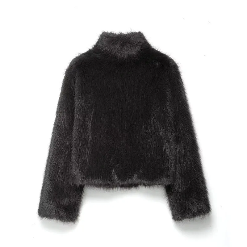 Damenmantel mit Pelzeffekt kurze Wintersilhouette - Dagny