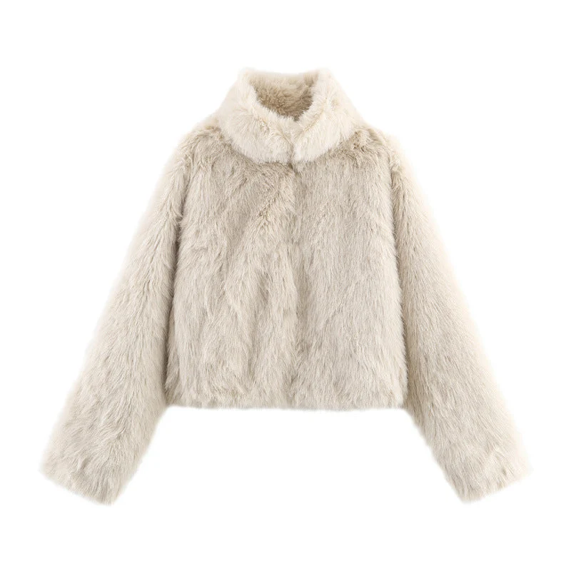 Damenmantel mit Pelzeffekt kurze Wintersilhouette - Dagny