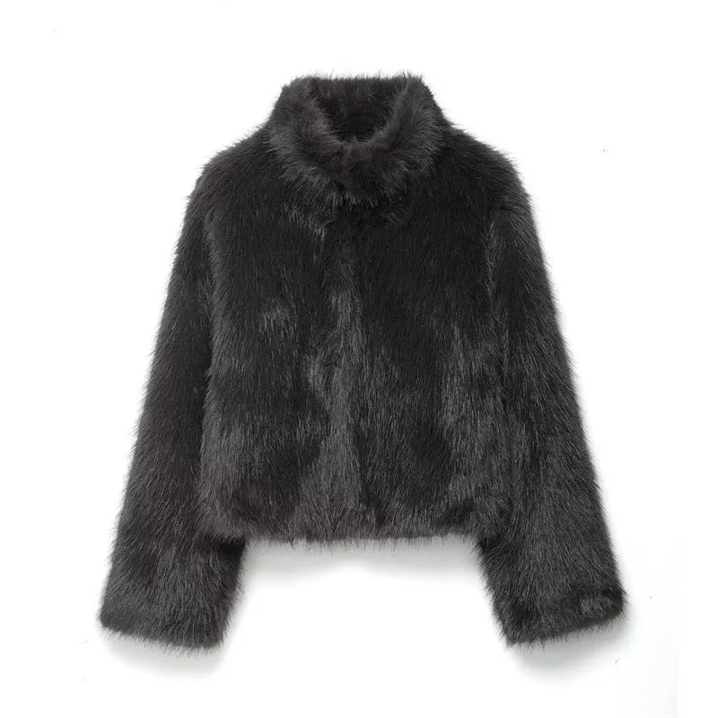 Damenmantel mit Pelzeffekt kurze Wintersilhouette - Dagny