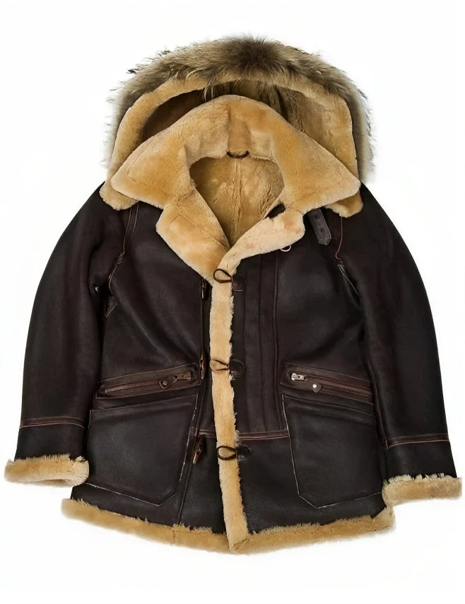 Herren Winterjacke | B-7 Stil | Warm gefüttert mit weichem Schafsfell-Effekt