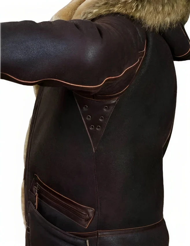 Herren Winterjacke | B-7 Stil | Warm gefüttert mit weichem Schafsfell-Effekt