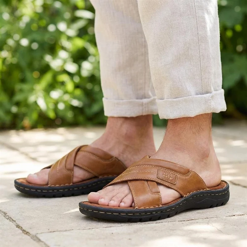 Leather Mule Sandals - AATRA43003 / 328 936 - Tan