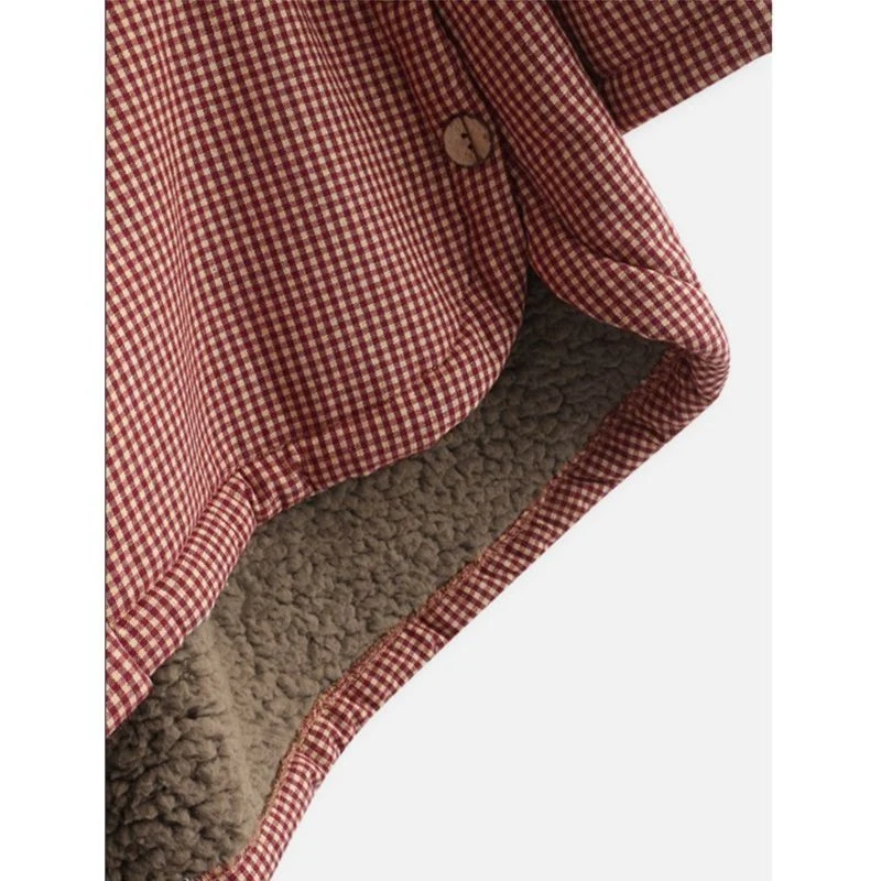 Maiah | Karierte Damenjacke mit Knöpfen, Fleece-Futter und Kapuze
