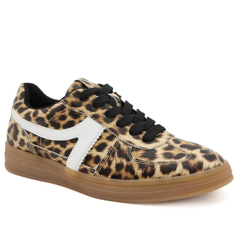 Bellissimo Lace Up Gum Sole Trainers - BELWBIN44051 / 329 622 - Leopard