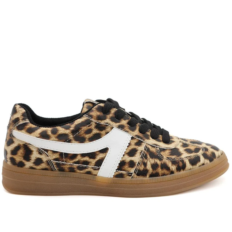 Bellissimo Lace Up Gum Sole Trainers - BELWBIN44051 / 329 622 - Leopard