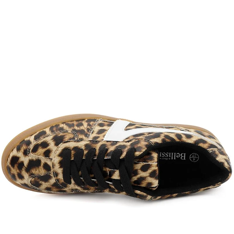 Bellissimo Lace Up Gum Sole Trainers - BELWBIN44051 / 329 622 - Leopard