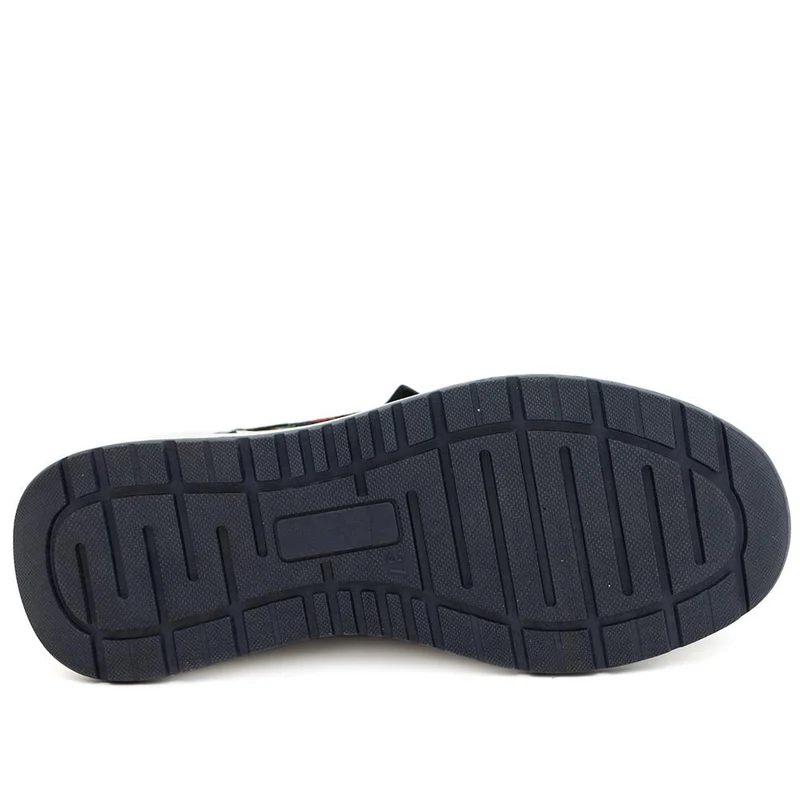 Stylish Zip & Lace Wedge Trainers - WBINS44050 / 329 621 - Navy Patent