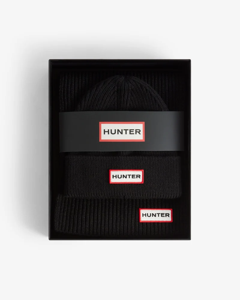 Hunter Jura Schal- und Mützen-Set | Schwarz
