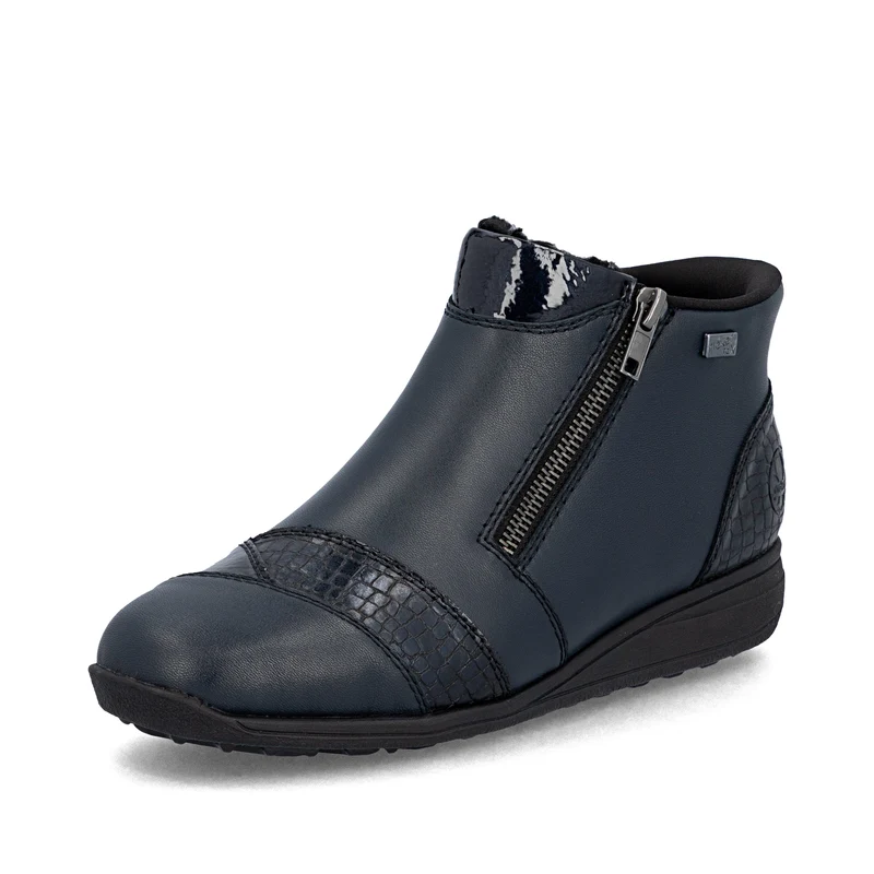 Rieker Damen Stiefeletten aus Leder mit Fleecefutter | Blau
