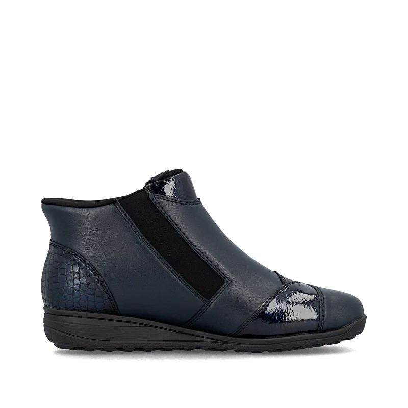 Rieker Damen Stiefeletten aus Leder mit Fleecefutter | Blau