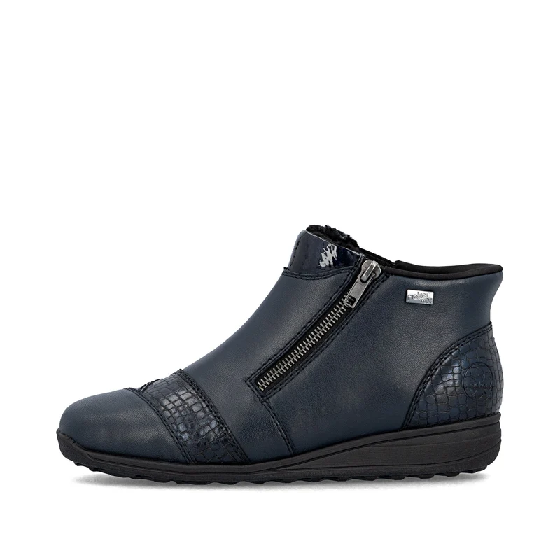 Rieker Damen Stiefeletten aus Leder mit Fleecefutter | Blau