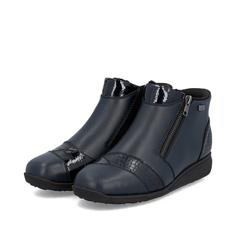 Rieker Damen Stiefeletten aus Leder mit Fleecefutter | Blau