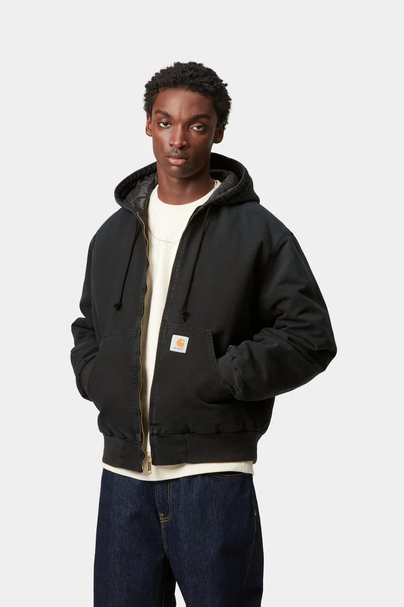 Carhartt WIP Herren OG Active Stone Canvas Jacke | Schwarz