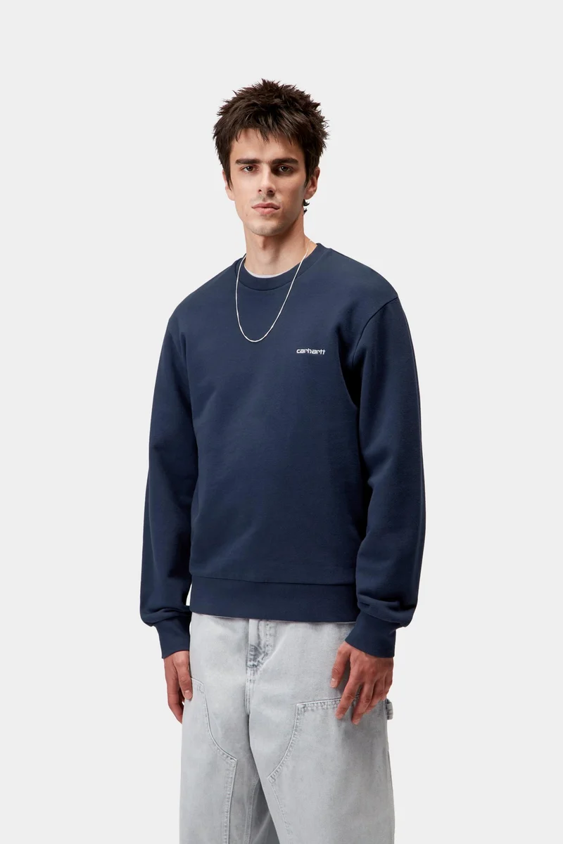 Carhartt WIP Herren-Sweatshirt mit Schriftzug-Stickerei | Jupiter / Weiß