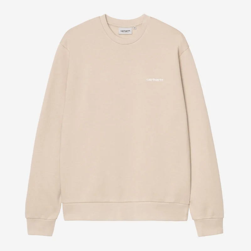 Carhartt WIP Herren Sweatshirt mit Schriftzug-Stickerei | Fleur De Sel / Weiß