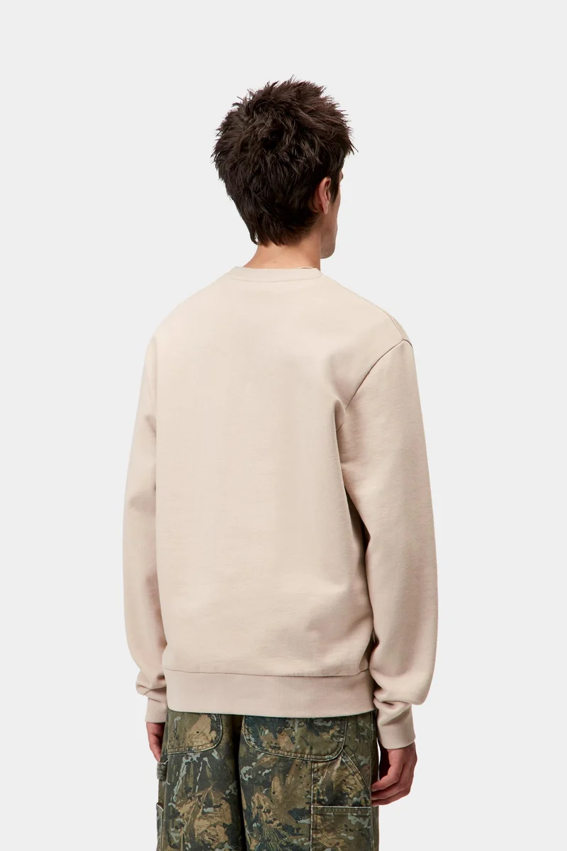 Carhartt WIP Herren Sweatshirt mit Schriftzug-Stickerei | Fleur De Sel / Weiß